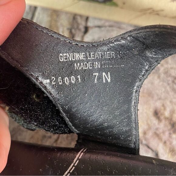 Rose Petals by Walking Cradles Black Leather Sandals Size 7 Sling Backs - Picture 8 of 9